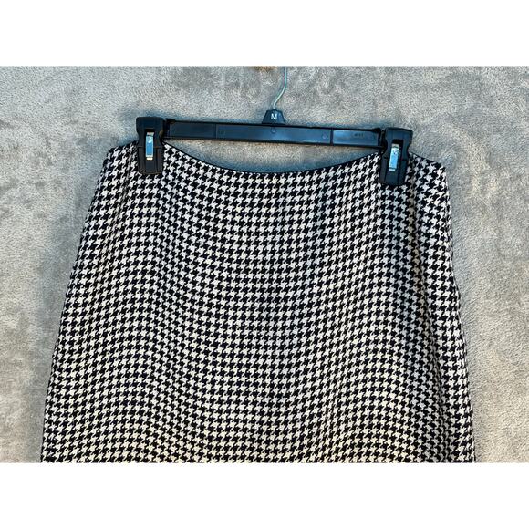 Ralph Lauren Pencil Skirt Size 10 Linen Silk Blend Navy Houndstooth Preppy Twee - Picture 2 of 7